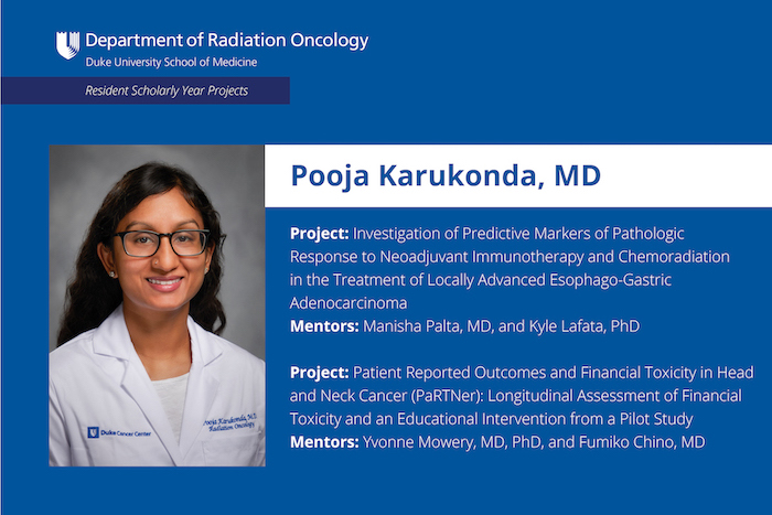 Pooja Karukonda, MD, scholarly projects